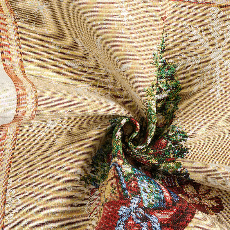 Decorative Panel Tapestry Fabric Fir Tree – carmine/light beige, image number 3