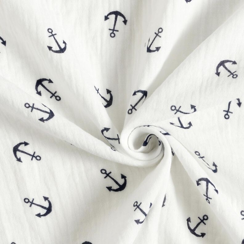 Double Gauze/Muslin Anchor – white/navy blue,  image number 3