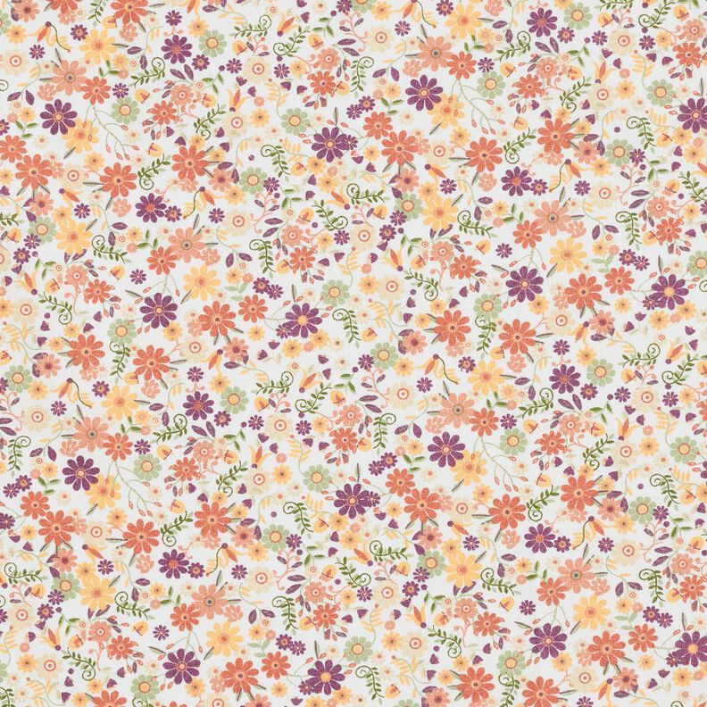 Cotton Cretonne scattered flowers – merlot/white,  image number 1