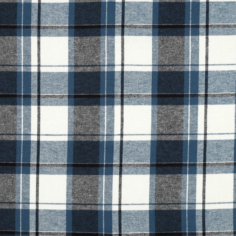 Cotton Flannel Large Check – denim blue/offwhite, image number 1