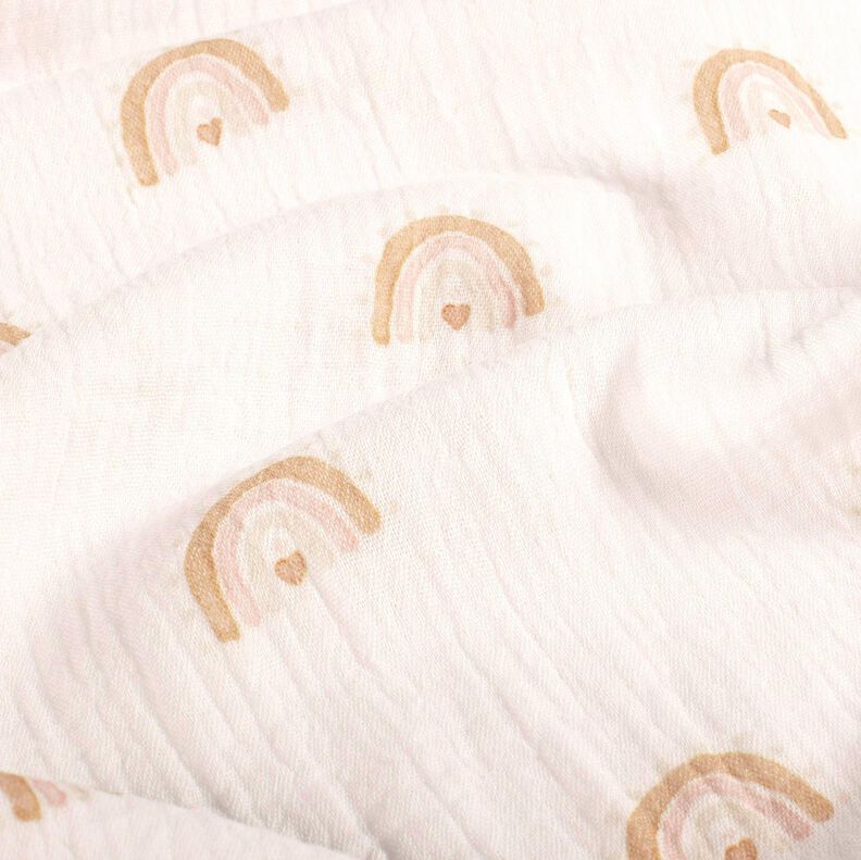 Double Gauze/Muslin Watercolor rainbows Digital Print – ivory, image number 2
