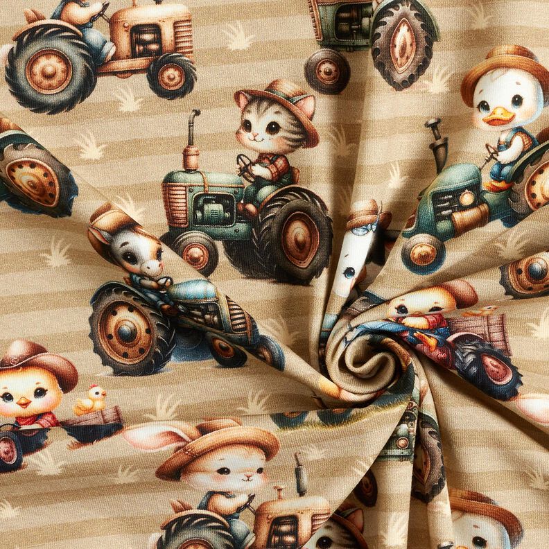 Cotton Jersey Tractor with animals Digital Print – anemone/almond, image number 3