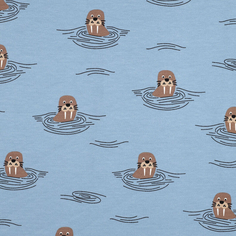 Brushed Sweatshirt Fabric Walruses | by Poppy – light wash denim blue, image number 1