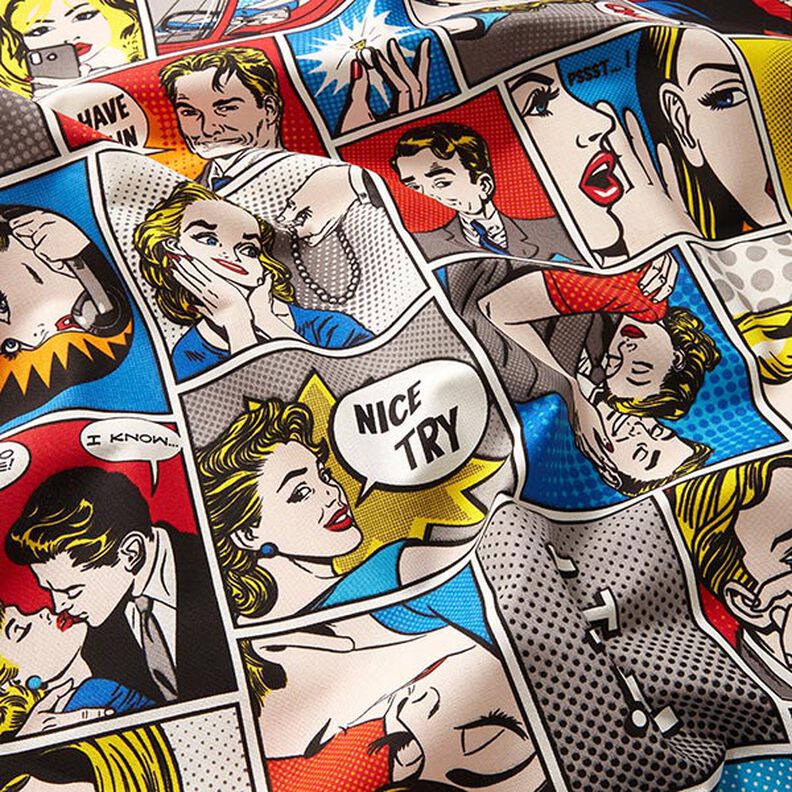 Decor Fabric Half Panama Comic pop art – white,  image number 2