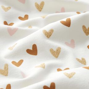Cotton Jersey Glitter little hearts – ivory, 