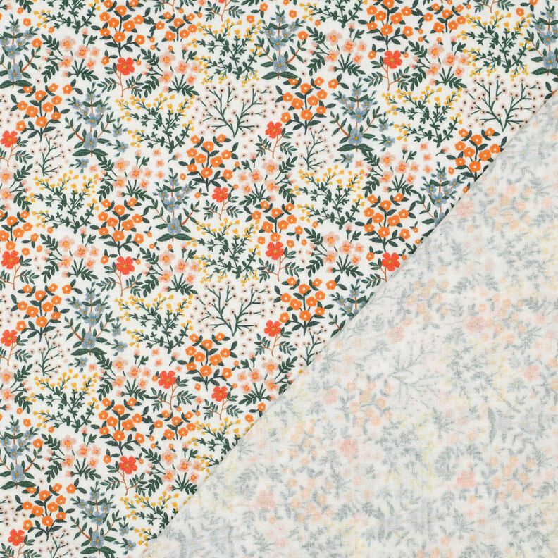 Double Gauze/Muslin Flower Meadow Digital Print | Poppy Fabrics – offwhite/peach orange, image number 4