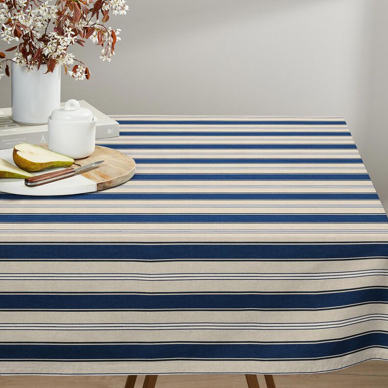 Decor Fabric Half Panama nautical stripes – natural/indigo,  image number 8