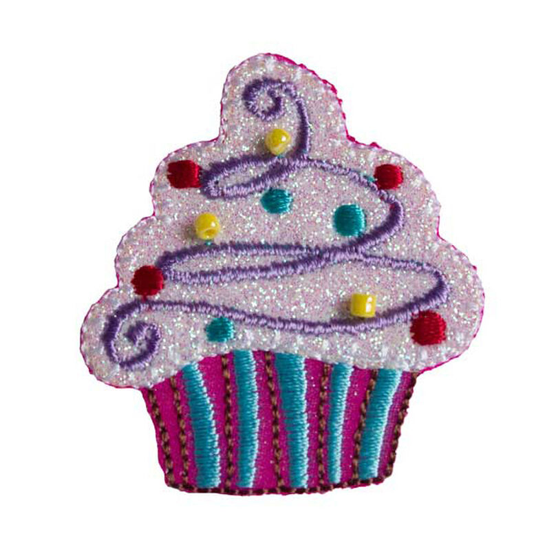 Appliqué  Cupcake [ 5 x 4,5 cm ] – pink/pink,  image number 1