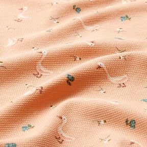 Waffle Jersey Geese and flowers – salmon, 