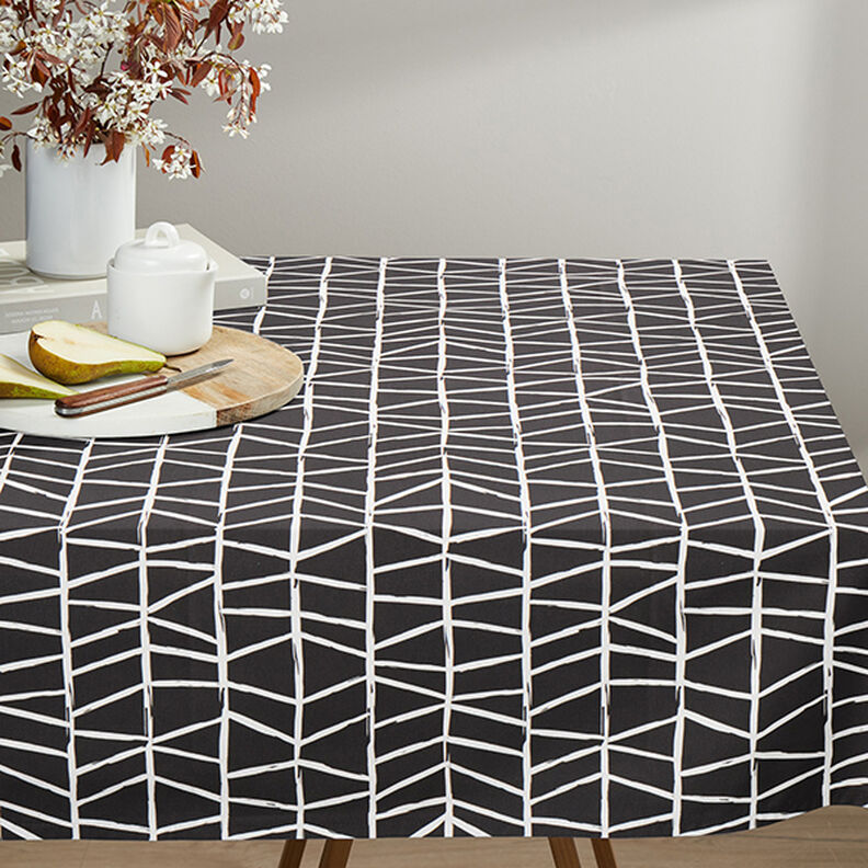 Decor Fabric Half Panama Abstract Lines – ivory/black,  image number 6