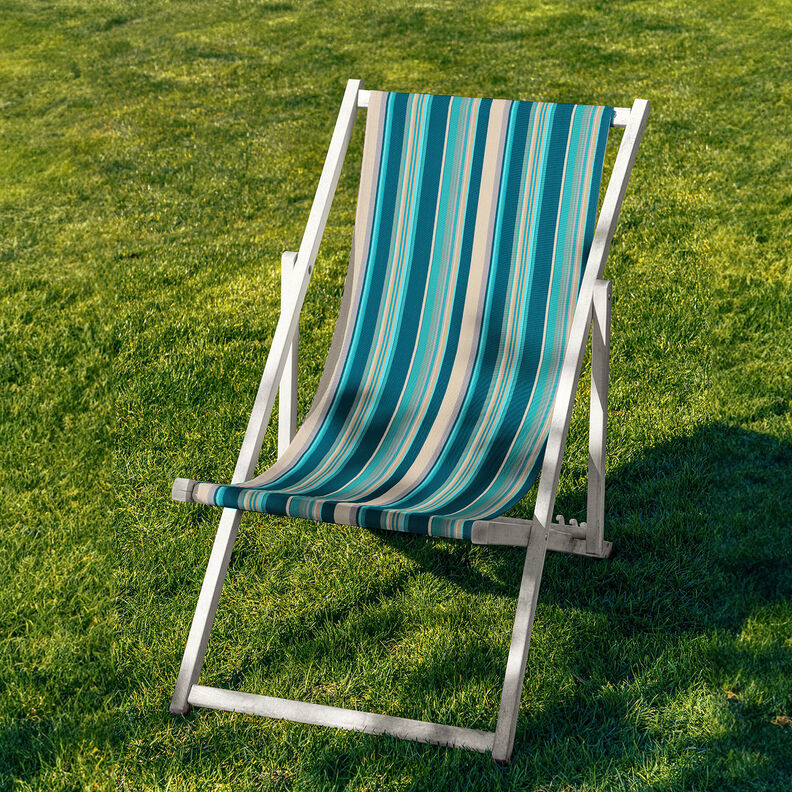 Outdoor Deckchair fabric Longitudinal stripes 44 cm – almond/petrol,  image number 4