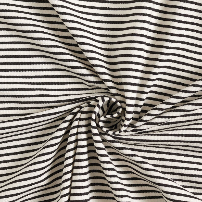 Cotton Jersey narrow stripes – cream/black, image number 3