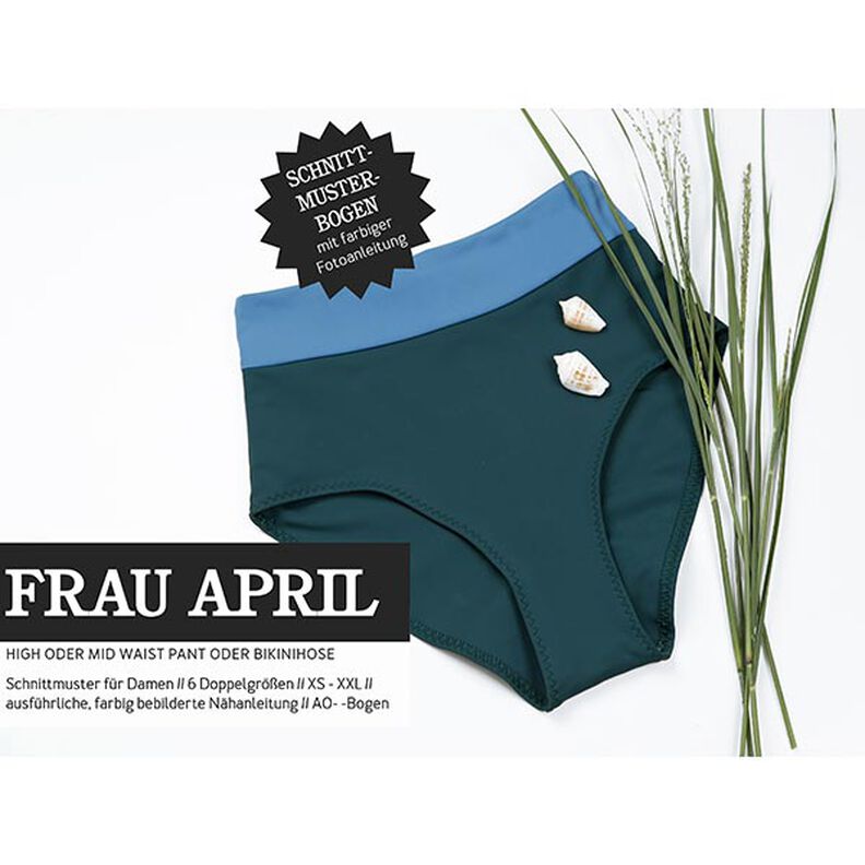FRAU APRIL - high and mid-waist pants or bikini bottoms, Studio Schnittreif | XS - XXL,  image number 1