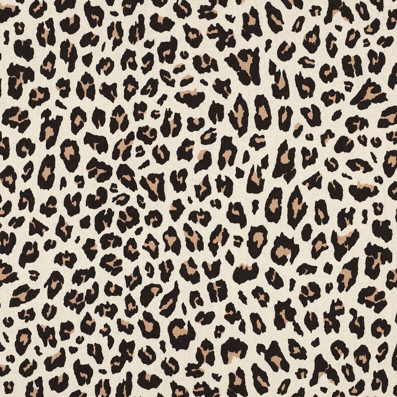 Viscose Linen Blend Leopard Print | Poppy Fabrics – offwhite/black,  image number 1