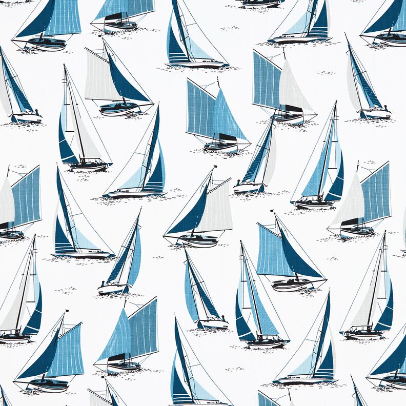 Decor Fabric Panama sailing ships – white/ocean blue,  image number 1
