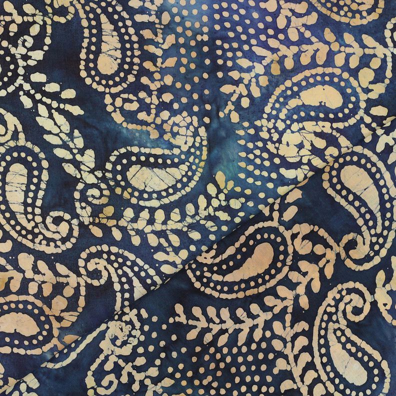 Fine Cotton Batiste Paisley batik – ocean blue/sand,  image number 4
