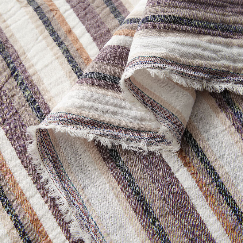Double Gauze/Muslin yarn-dyed stripes – chestnut/fawn, image number 3
