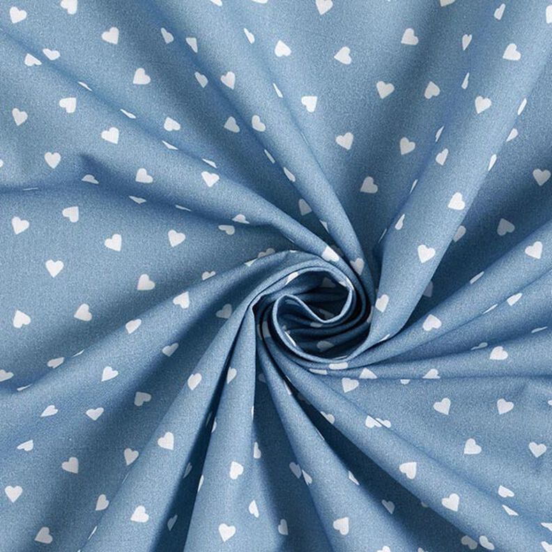 Scattered hearts organic cotton poplin – light wash denim blue,  image number 3