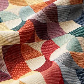 Decor Fabric Tapestry Fabric retro shapes – light beige/carmine, 