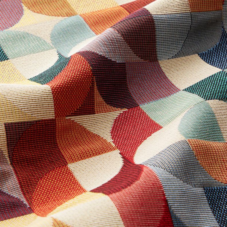 Decor Fabric Tapestry Fabric retro shapes – light beige/carmine,  image number 2