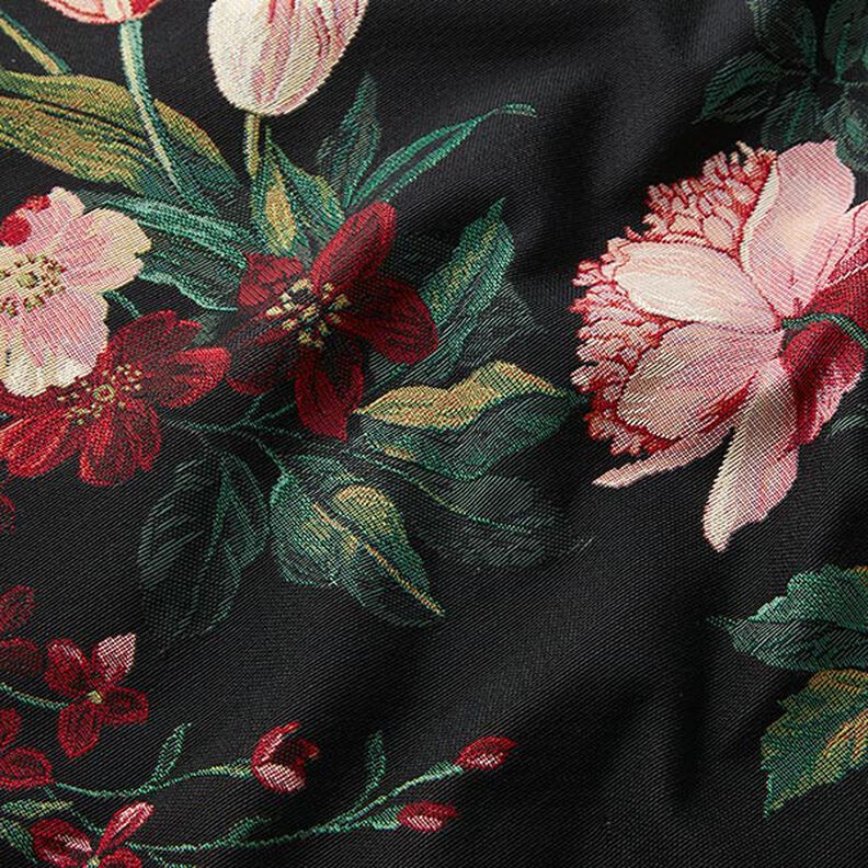 Decor Fabric Tapestry Fabric Floral Bouquet – black/carmine,  image number 2