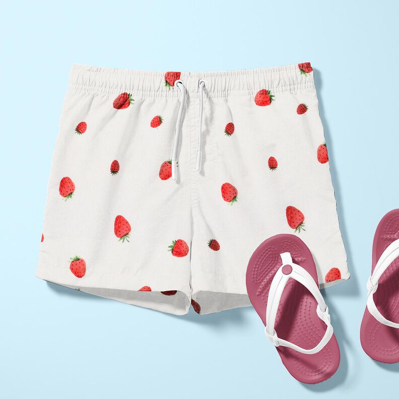 GOTS Cotton Jersey watercolour strawberries Digital Print – ivory, image number 6