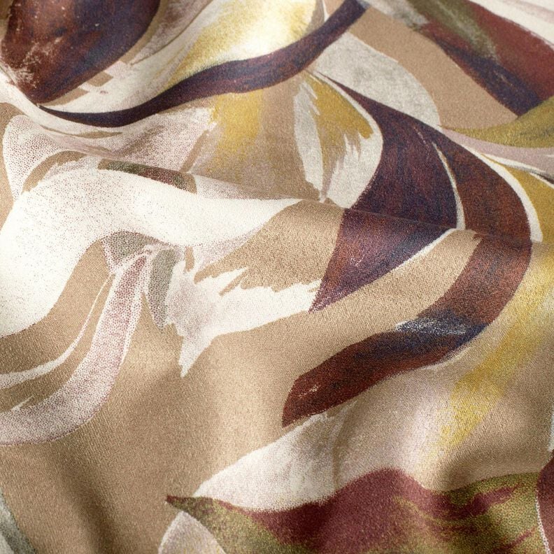 Stretch velour leaf weave – mocca/burgundy, image number 2