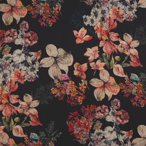 Crêpe Chiffon Floral Painting – black, 