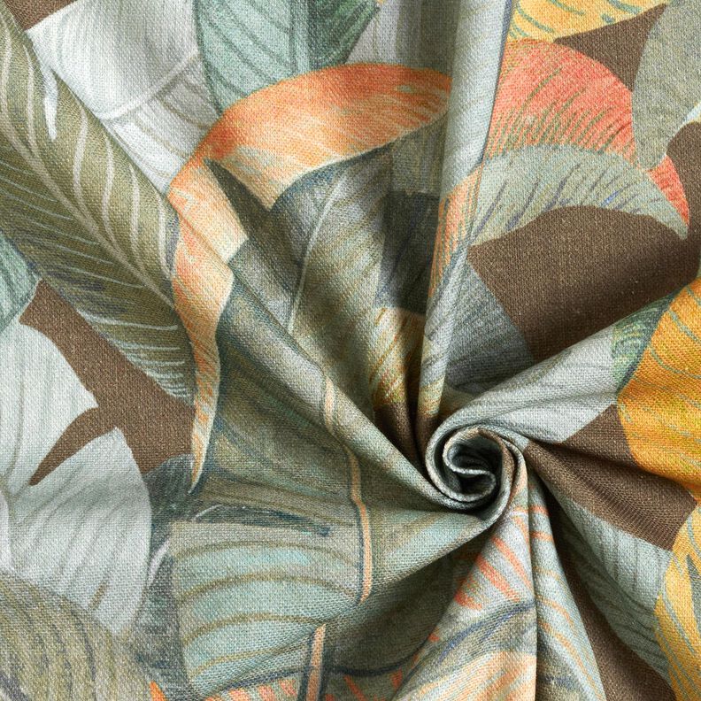 Decor Fabric Half Panama Banana Leaves – copper/khaki, image number 3