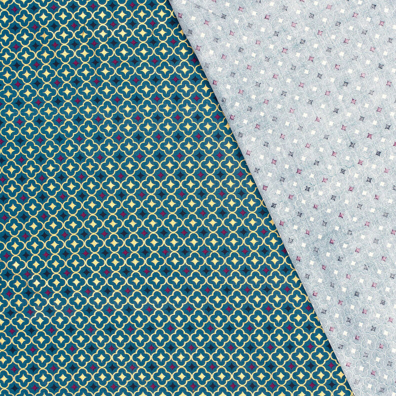 Cotton Poplin festive tiles – light petrol/gold,  image number 4