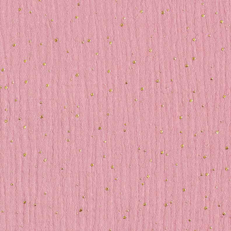 Scattered Gold Polka Dots Cotton Muslin – pink/gold,  image number 1