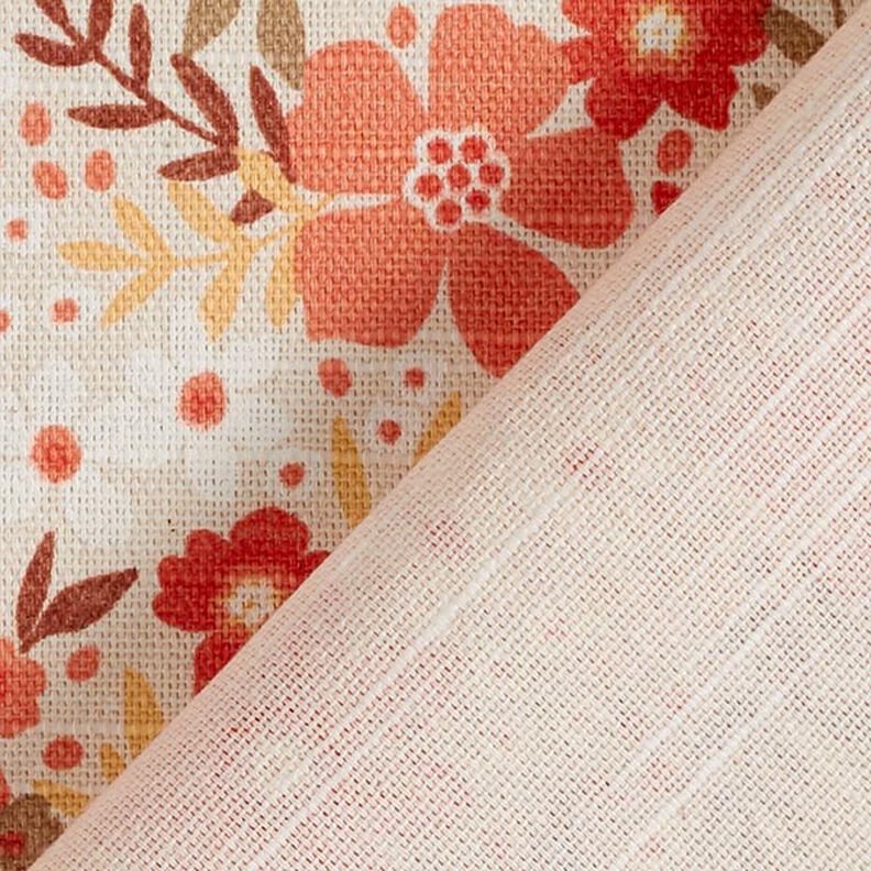 Decorative fabric, half Panama, Flower Meadow – coral/natural, image number 4