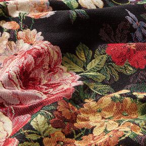 Decor Fabric Tapestry Fabric floral bouquets – black/terracotta, 