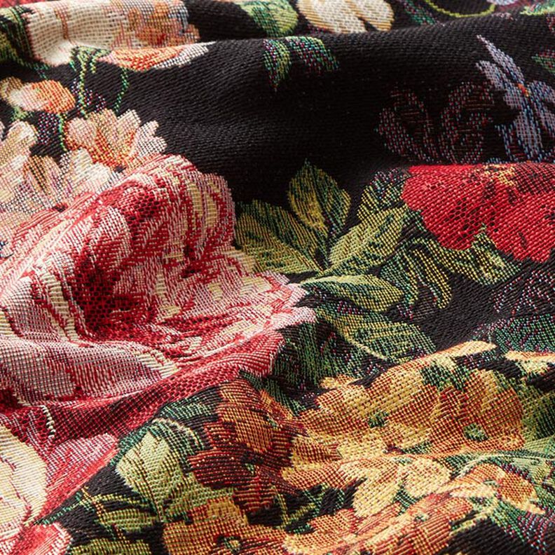 Decor Fabric Tapestry Fabric floral bouquets – black/terracotta,  image number 2