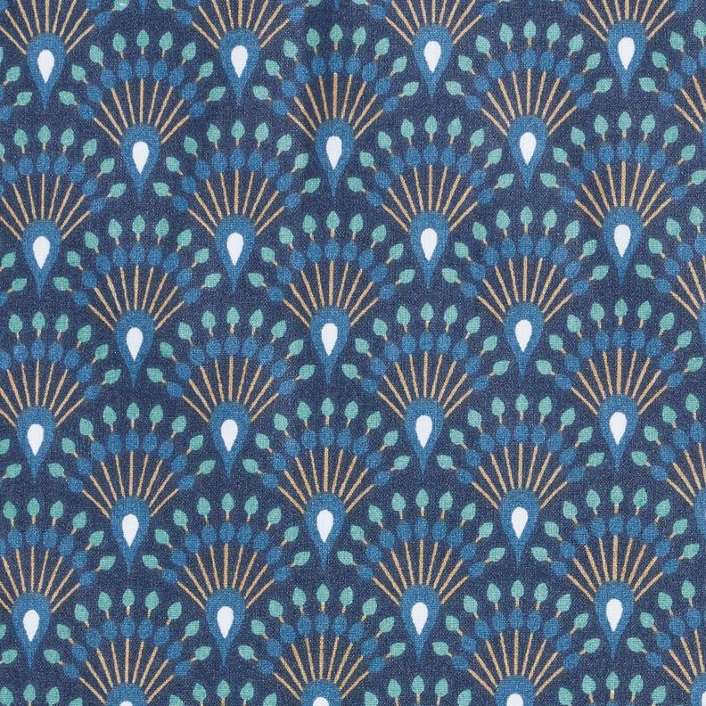 Coated Cotton peacock fan look – blue,  image number 1