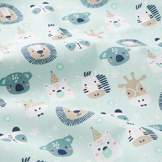 Cotton Poplin Party Animals – aqua blue, 