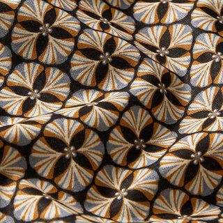 Cotton Cretonne flower tiles – black/light taupe, 