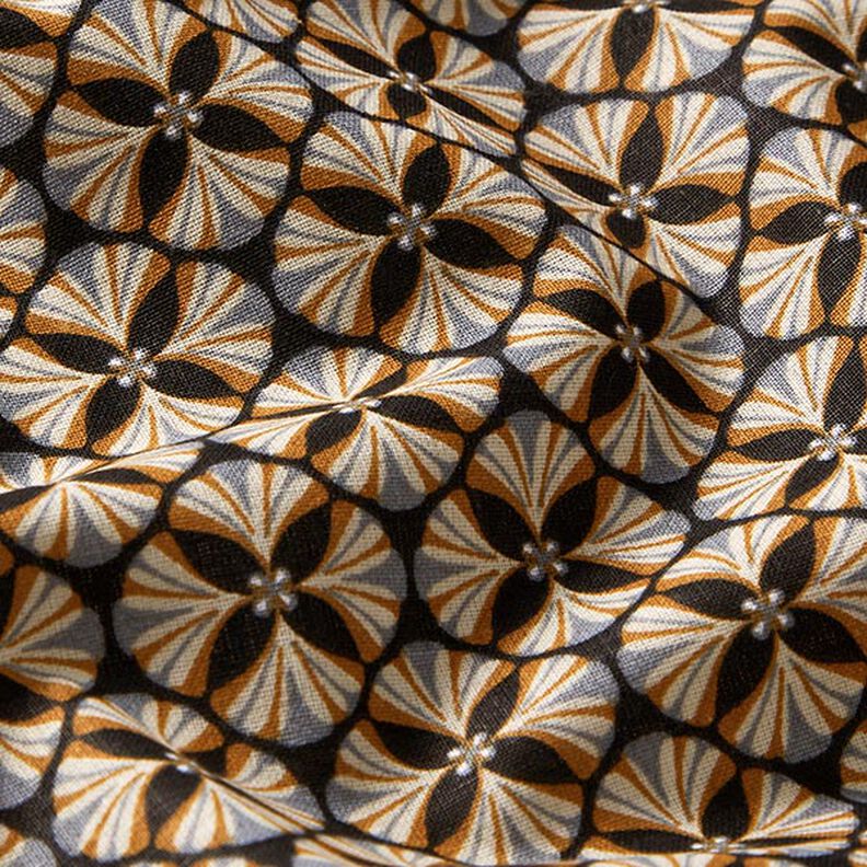 Cotton Cretonne flower tiles – black/light taupe, image number 2