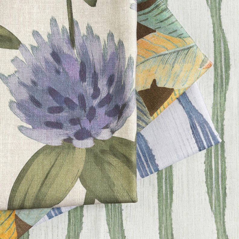Decor Fabric Half Panama Banana Leaves – copper/khaki, image number 5