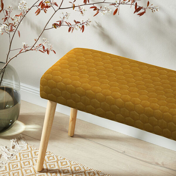 Upholstery Fabric Velvet Honeycomb Quilt – mustard, image number 8