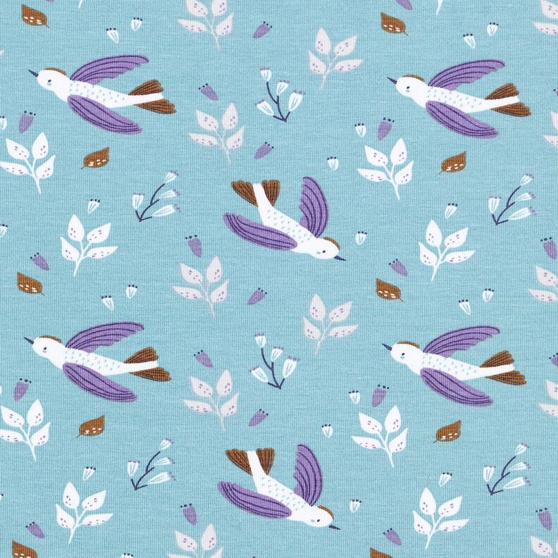 Cotton Jersey Little birds – dove blue,  image number 1