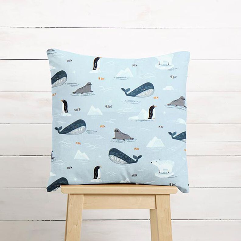 Decor Fabric Half Panama Animals in the Ice – baby blue/white, image number 8