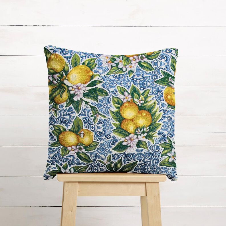 Decor Fabric Tapestry Fabric Lemon blossom – blue/green,  image number 6