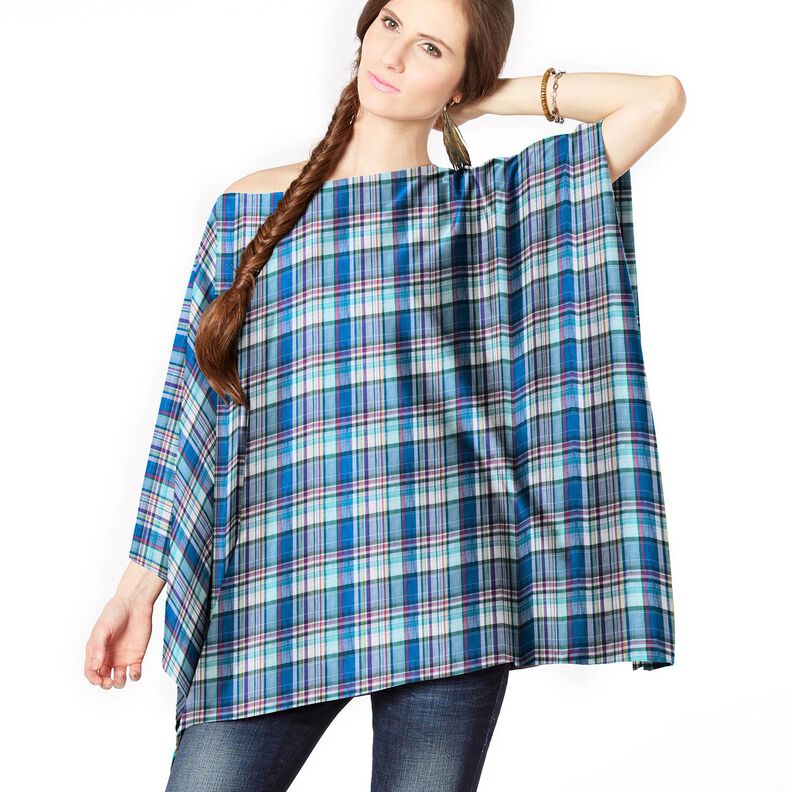 Colourful checks lightweight cotton blend – blue,  image number 5