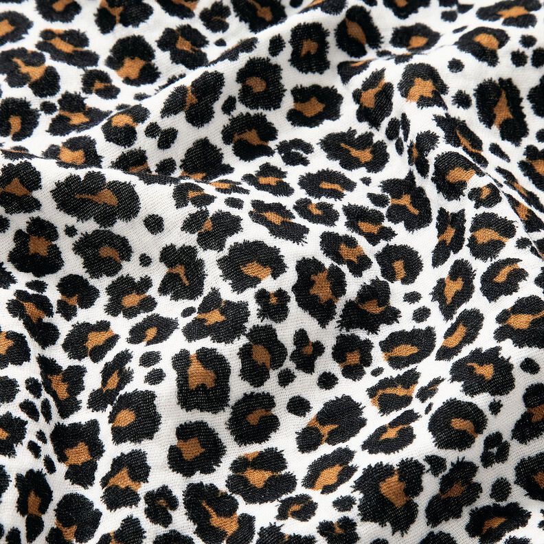 Double Gauze/Muslin Leopard Print – white/black, image number 2