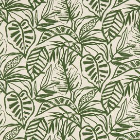 Decor Fabric Half Panama painted monstera – cream/pine, 