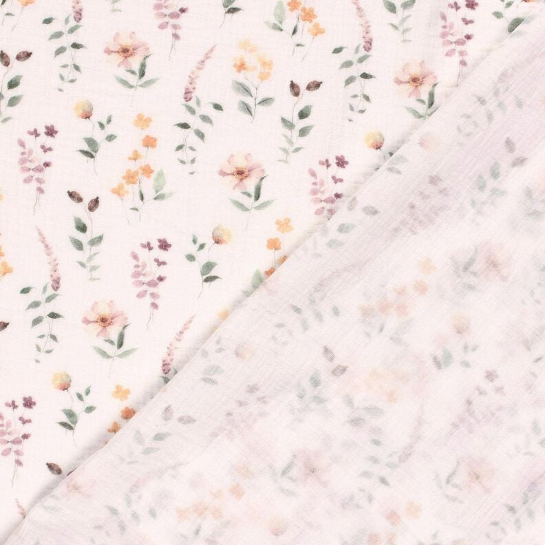 Double Gauze/Muslin wild meadow Digital Print – white, image number 4