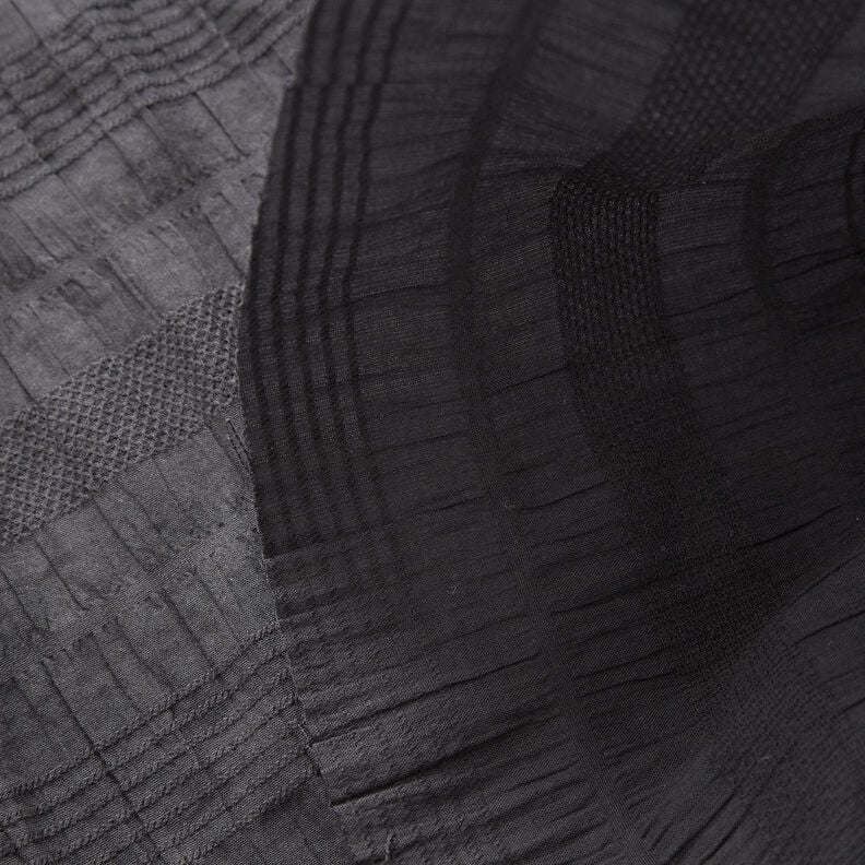 Smocked cotton fabric – black,  image number 3