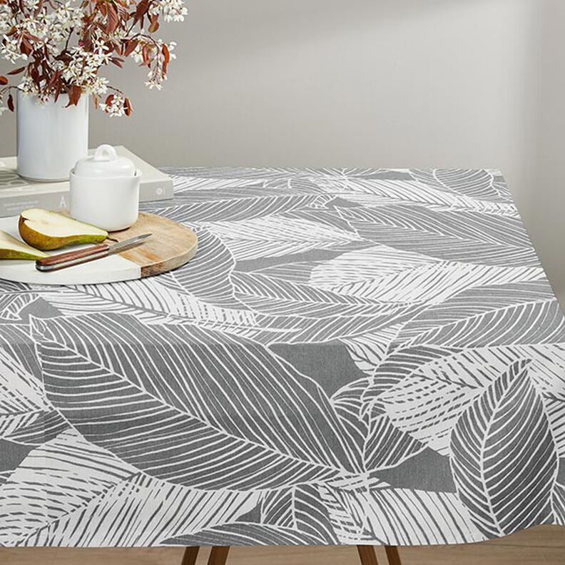 Decor Fabric Canvas large leaves – grey,  image number 6