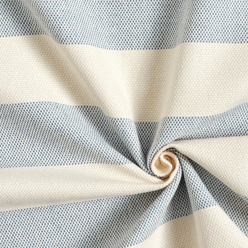 Decor Fabric Panama broad stripes &ndash; blue grey/light beige,  image number 3